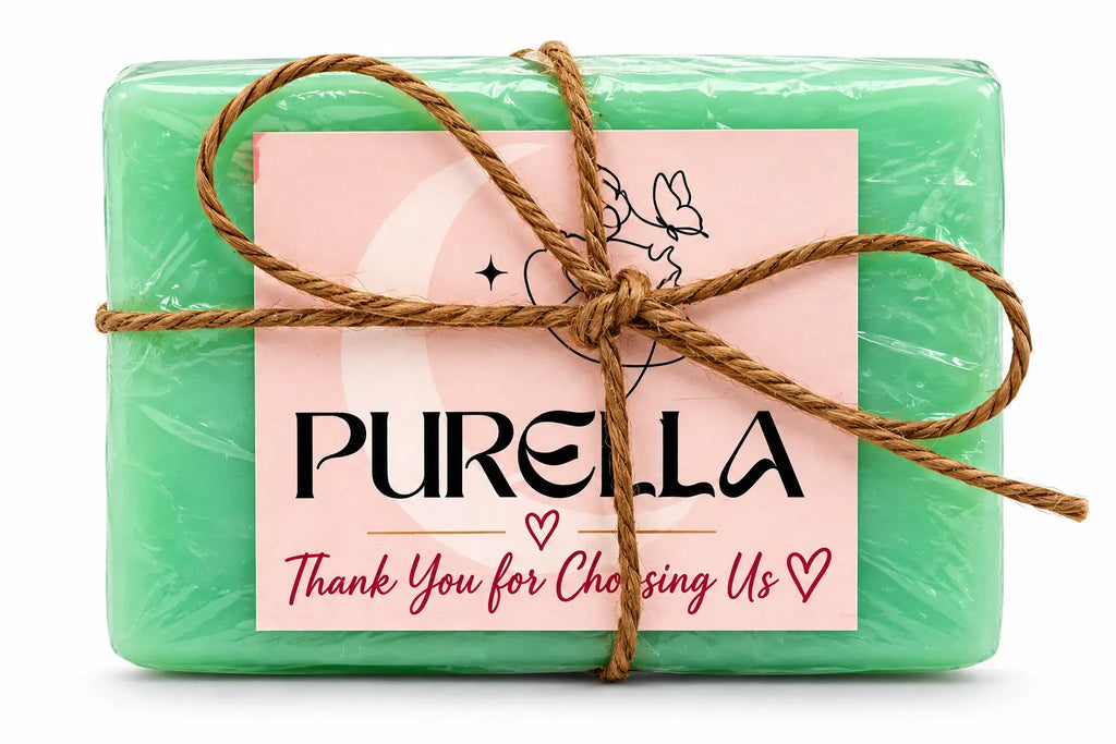 Purella Alum Pitkari Goat Milk handmade soap with alum powder, goat milk glycerin soap base, vitamin E oil and rose water