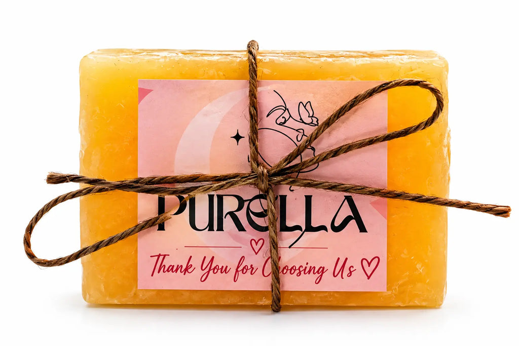 Purella Rice handmade soap with powdered rice, aloe vera, glycerin soap base, vitamin E oil and lavender essential oil