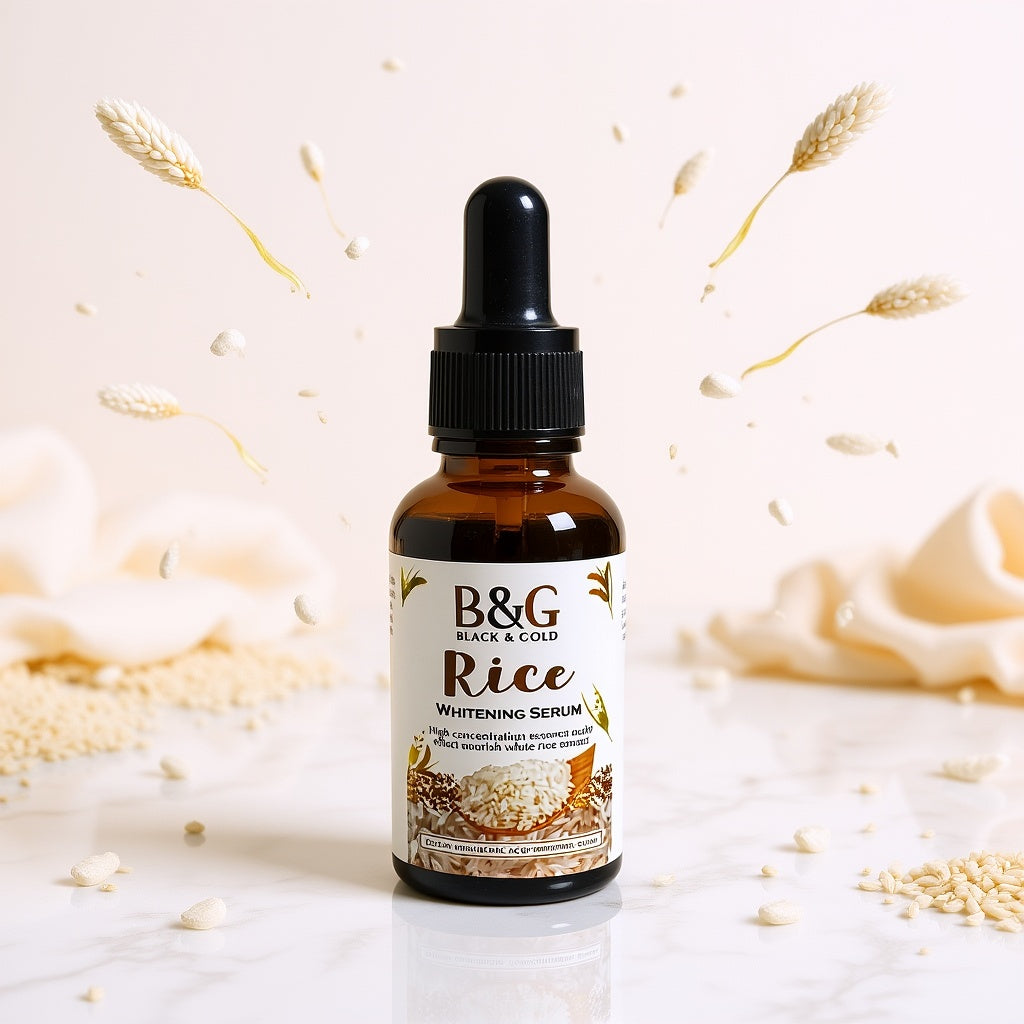 B&G Rice Whitening Serum bottle with dropper