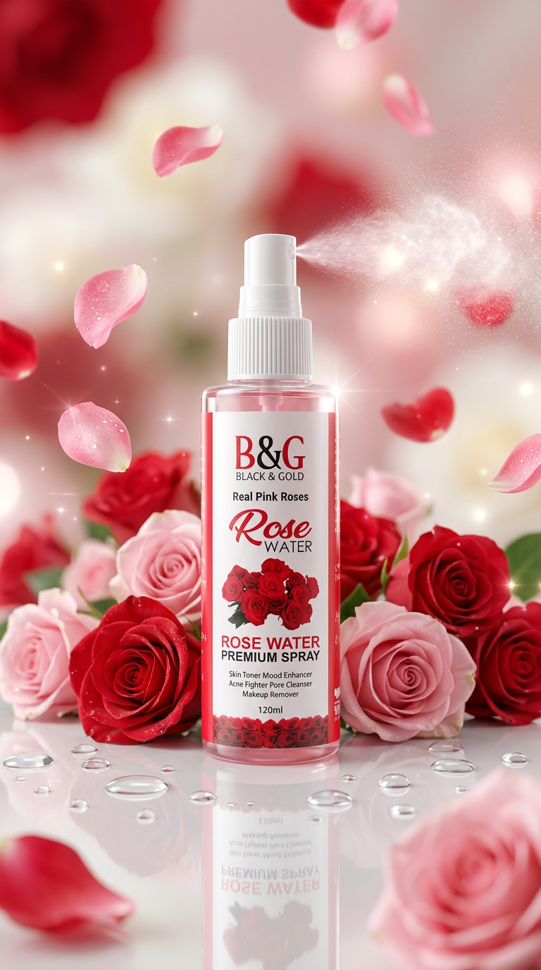 B&G Rose Water face mist spray bottle